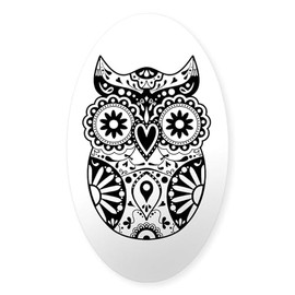 CafePress Sugar Skull Owl Oval Car Bumper Sticker