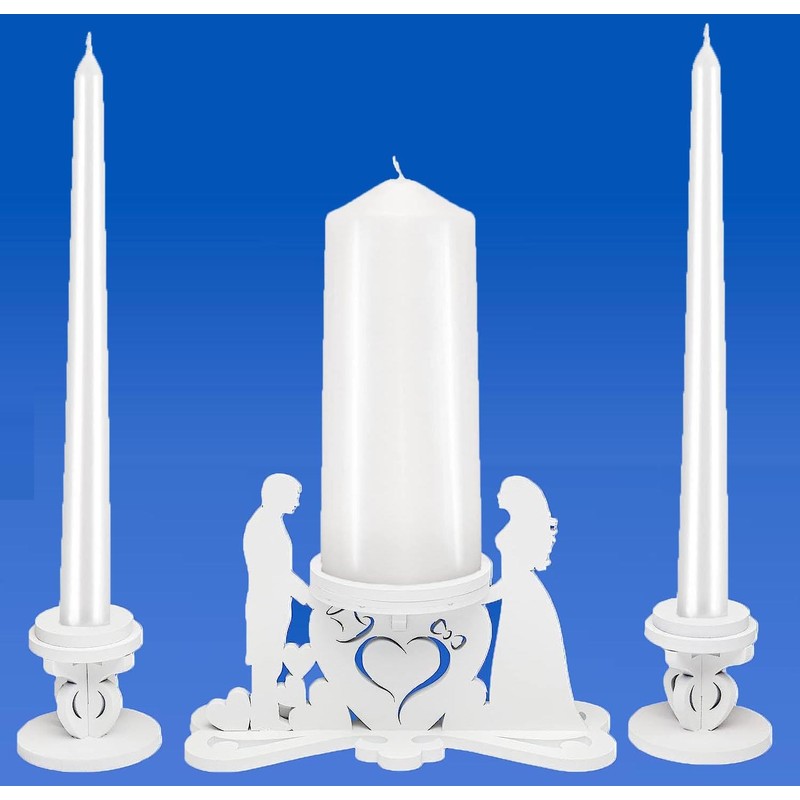 Unity Candle Table Holder for Bride and Groom - Candles