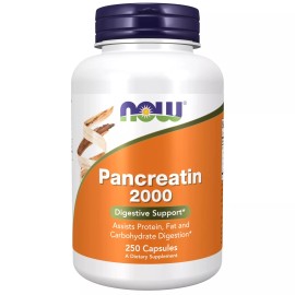 NOW Supplements Pancreatin Digestive Enzymes 250 Count Gluten Soy Dairy Free
