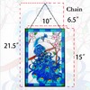 VIOYOUNS Peacock Stained Glass Window Hangings, Hand-Painted Glass Suncatcher Panel