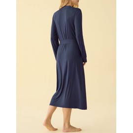 Latuza Women's Viscose Robes Long Sleeves Bathrobe with Pockets 2X Navy