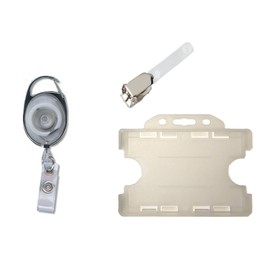ID Card It ID Card Pass Badge Holder Double Sided, Retractable yoyo Badge Reel and Crocodile Strap Lever Clip - Clear