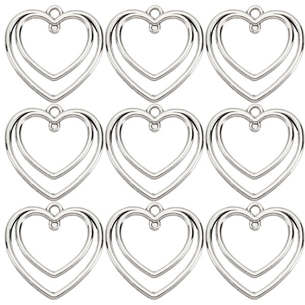 SUNNYCLUE 1 Box of 50 Heart Connecting Charms Double Heart