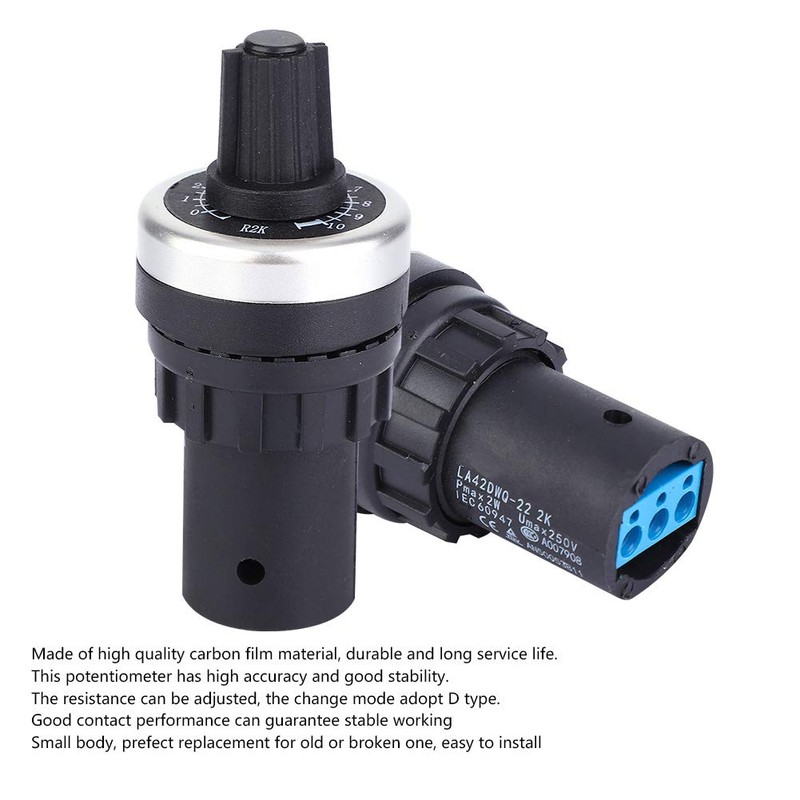 Single Circle 22 mm Potentiometer, 2K Potentiometer, 2W Adjustable Carbon