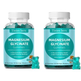 Tinies bers Magnesium Glycinate Gummies, 500mg for Adults & Kids, Sugar Free, Muscle Relief and for Sleep, Berry Flavor