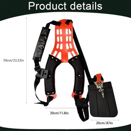 Brush Cutter Strap, Shoulder Strap for Brush Cutter, Adjustable Double Shoulder Strap, Padded Belt Carry Strap, Brush Cutter Accessories, Shoulder Strap for Lawnmowers, Brush Cutters