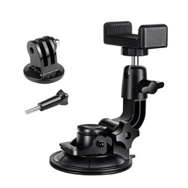 Car Suction Cup Mount with Phone Holder Action Camera Windshield Window Mount, Compatible for Go Pro Hero 13 12 11 10 9 8 7/for Insta 360 X3 X4 / DJI Action 3 4 5 pro Pocket 3 Accessories