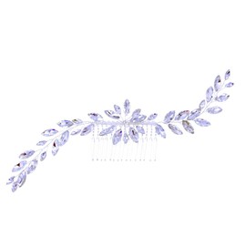 JIALWSJWAN Handmade Rhinestone Hair Comb for Brides, White