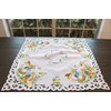 Easter Bunny Table Topper, Square Decorative, White with Floral Pattern