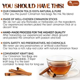 TOG999, Premium 40 Tea Bags - Special Cinnamon Tea, 100% Natural & Pure, Herbal Tea. Cinnamon Stick Herbal Spice