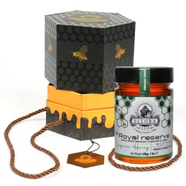 Ellora Farms, Organic Greek Honey, Royal Reserve Gift of Honey, Raw & Unfiltered Superfood, Honey Pot Pack with Dipper, Wild Thyme Forest Honey, 16 oz./ 450 gr