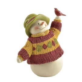 PlentifulHome Snowman Figurine - Christmas Resin Cute Snowman Statue, Christmas Holiday Desktop Decor Good WishesGift (4.13 Inch Tall)