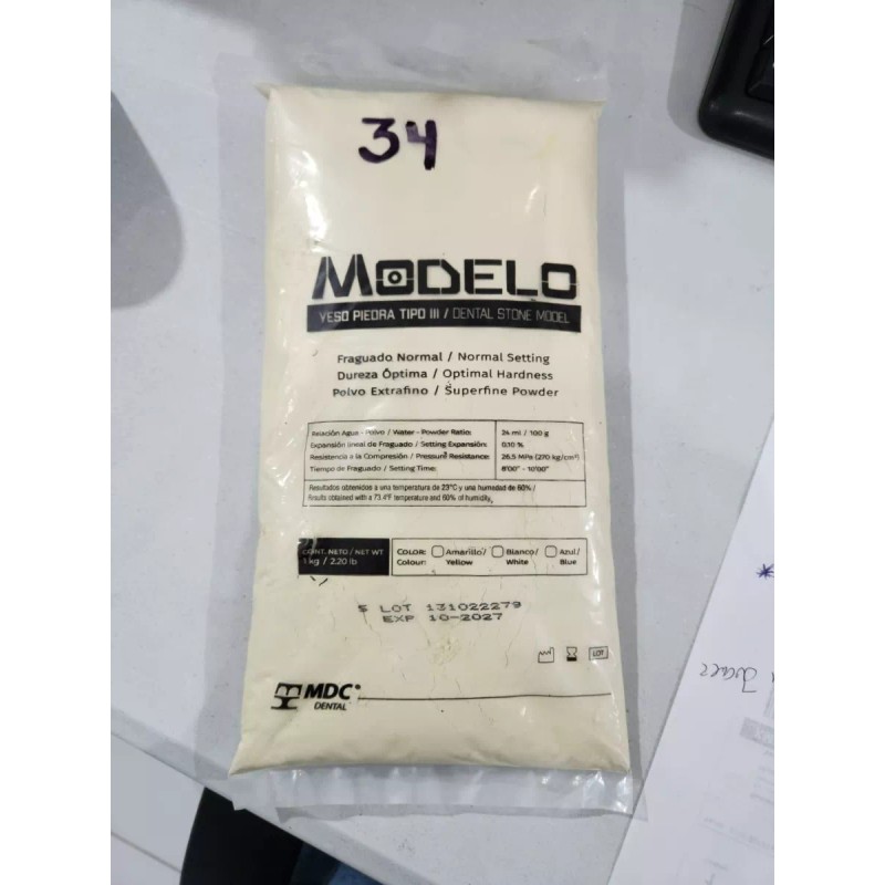 Modelo Yeso Piedra Tipo 3 Dental Mdc 5 Kilos