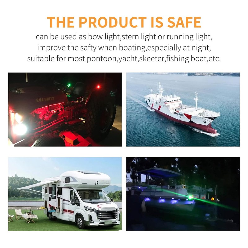 2Pcs LED Navigation Light PC Starboard Green Port Red 112.5°