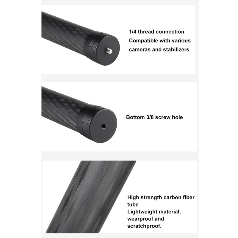 Camera Extension Rod Carbon Fiber 9.8in 30mm 1/4 in and