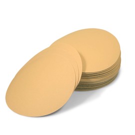 LEONTOOL 50 Pcs 6 Inches No-Hole Hook and Loop Sanding Discs Round 120 Grit Sandpaper for Random Orbital Sander Glass Metal Automotive Polishing