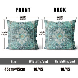 XPHZZL Cushion Covers 45cm x 45cm Set of 2 Soft Decorative Square Throw Pillow Case Boho Pillowcases for Sofa Bedroom Outdoor Home Office Car Decor with Invisible Zipper - Teal/Multi