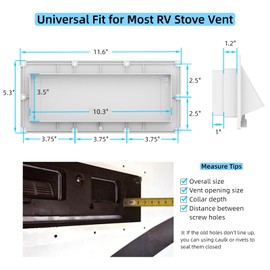 Aluminum RV Exhaust Range Hood Vent Cover with Adjustable Collar Depth & Locking Damper - Sunproof Camper Stove/Microwave Exterior Sidewall Ventilation Replacement for Trailers , Motorhomes (White)