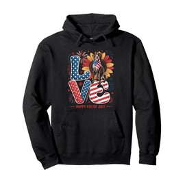 Love German Shorthaired Pointer Dog USA Flag 4th Of July Pullover Hoodie