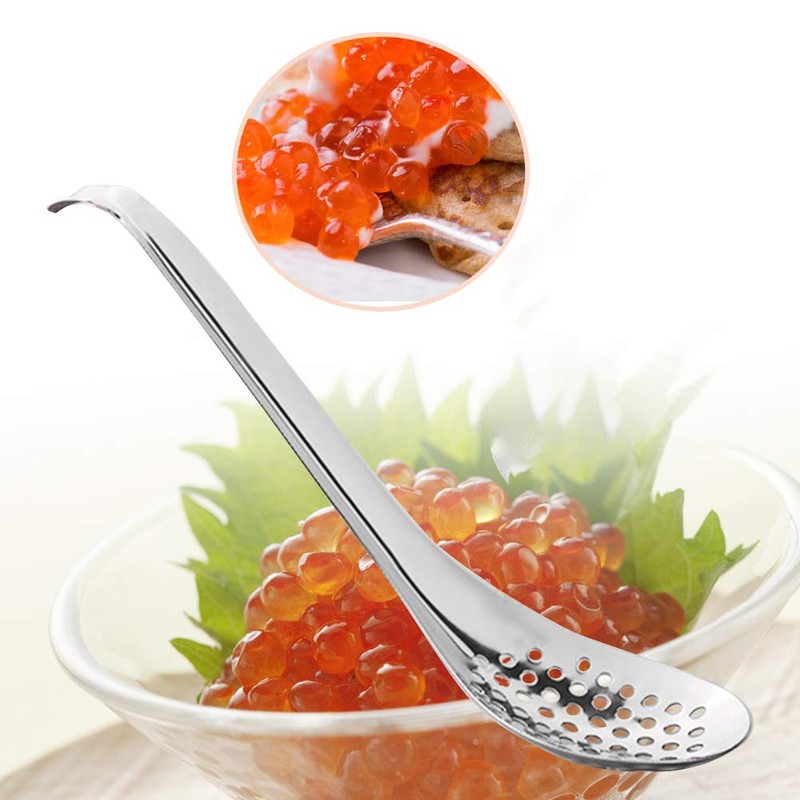 GeKLok Caviar Spoon, Egg Strainer, Spoon Filter, Stainless Steel Strainer