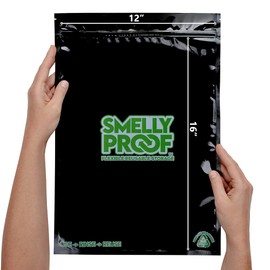 Smelly Proof Reusable Food Storage Container Bags, Reusable Freezer Bags US-Made BPA FREE, NO PEVA, 2 Gallon Bag, Easy Clean Dishwasher-Safe, NO SMELL Triple Zip BLACK 4 mils FLAT 12" x 16" - 5pk