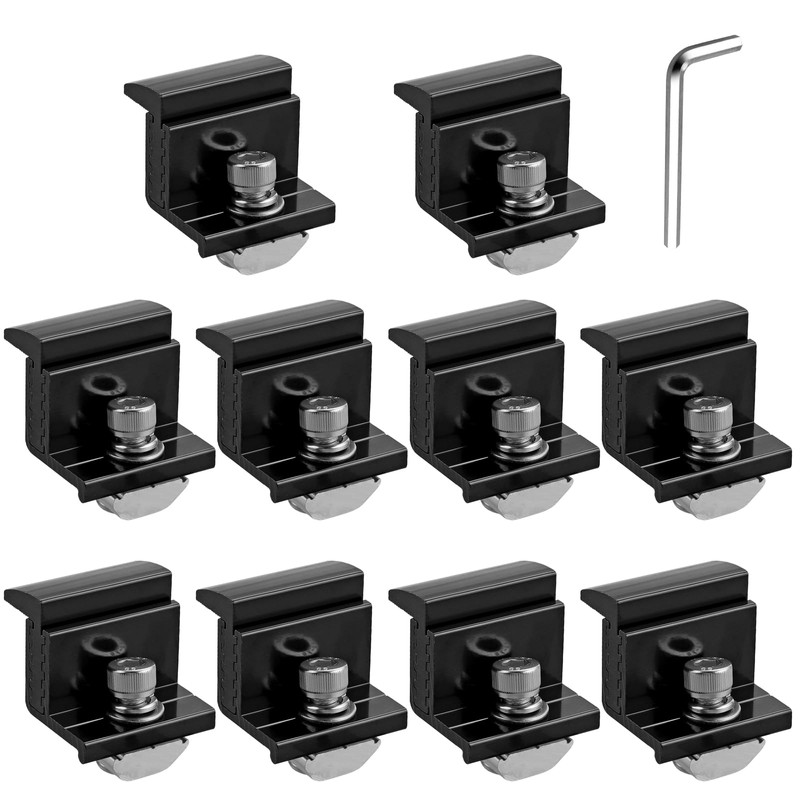 Anbte 10pcs Solar Panel Mounting Brackets 30-50mm Adjustable, Aluminum Solar
