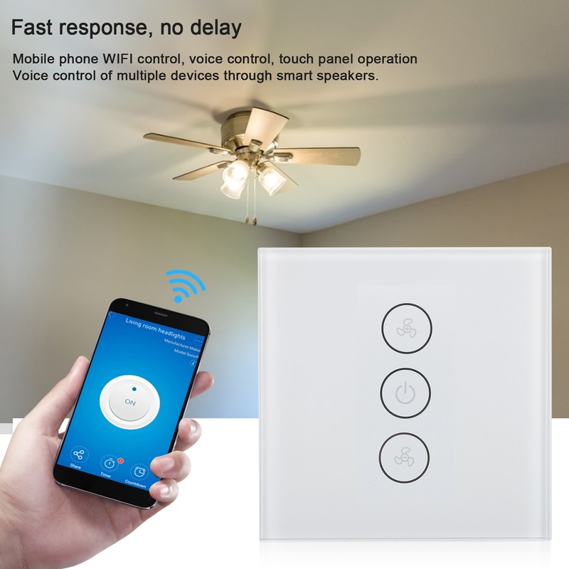 Smart WiFi Dimmer Fan Switch Wireless Timer Voice APP Control