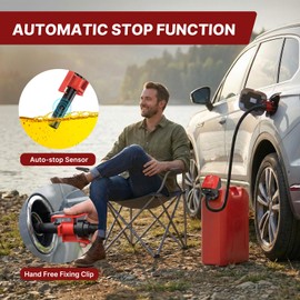 BOYISEN Cordless Fuel Transfer Pump with Auto-Stop, 3.2 GPM - Portable Battery Powered, Transfers Gasoline, Diesel, Kerosene, Oil & Water, Includes 4 Adapters for Gas Cans