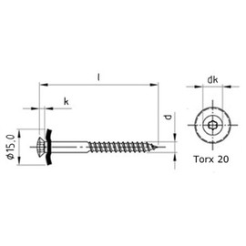 Spengler Stainless Steel Screws A2 TX20, 2 Pieces with 15 mm EPDM (ethylene propylene diene monomer) Sealing Washer