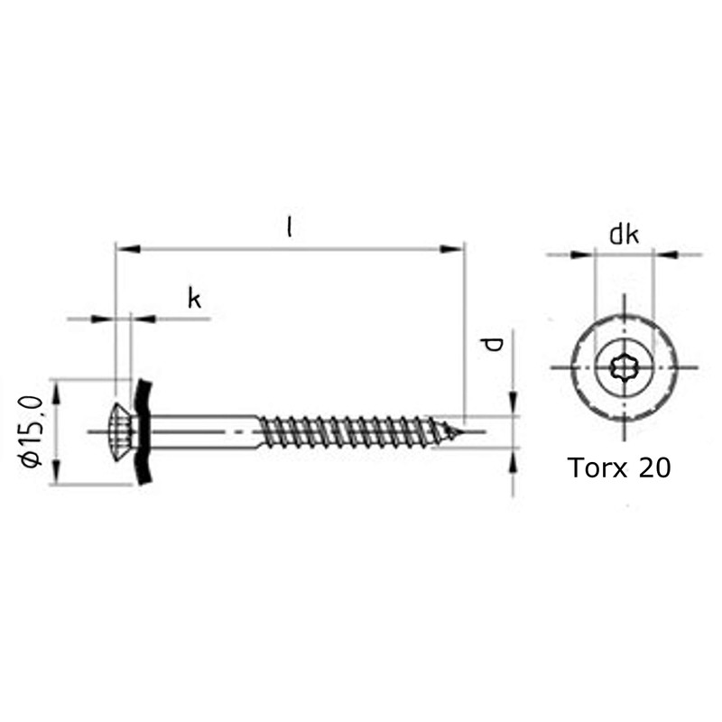 Spengler Stainless Steel Screws A2 TX20, 2 Pieces with 15