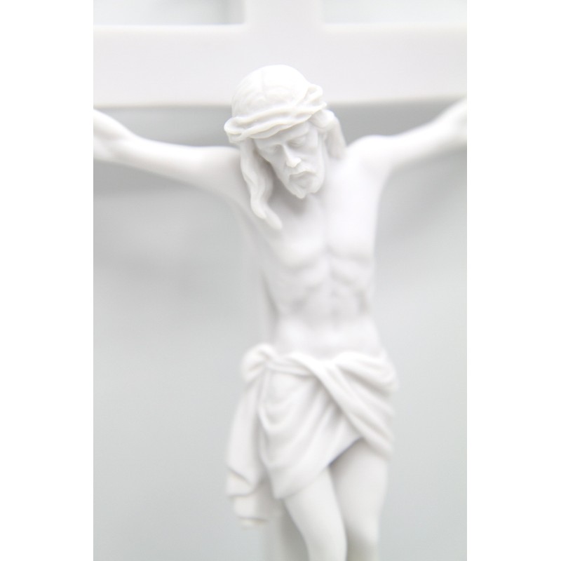 Vittoria Collection 13" Wall Crucifix Cross Jesus White Stone Corpus