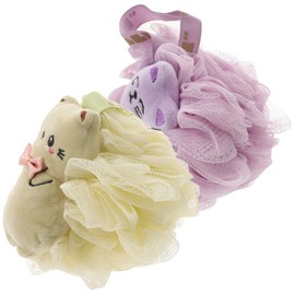 Mikinona 2pcs Cartoon Boy Girl Bath Sponge Exfoliating Shower Loofah for Boy Girl Soft and Quick-dry Body Wash Scrubber Green Purple Colors for Fun Bath