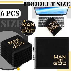 Buryeah 6 Pcs Pastor Towels for Men Pastor Hand Towels Woman of God Handkerchiefs Christian Church Clergy Handkerchief(Black,Man of God)