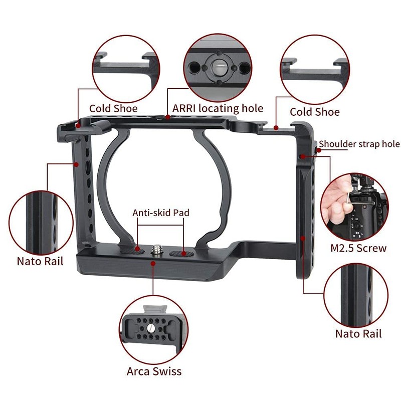 NICEYRIG Cage for Sony Alpha A6600, with NATO Rails and
