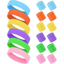 Pack of 2 HSYTEK Sports Wristbands Elastic Cotton Wrist Bands, Colour Wrist Sweat Towel, Men Women Sports Wristbands for Tennis Fitness Arm Sweat Towel Huwan