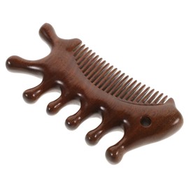 SAFIGLE Wooden Massage Comb Portable Scalp Stimulator Multi Functional Detangling Comb for Curly Hair Fine Tooth Design for Gentle Care for Home and Travel Use