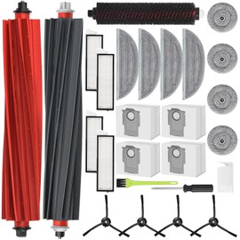 RUKHOOL Accessories for Roborock S8 Maxv Ultra Replacement Parts Accessory Set with 4 Dust Bags, 2 Main Brushes, 4 Filters, 4 Wipes, 4 Mini Mop Wipers, 4 Side Brushes, 1 Cleaning Brush