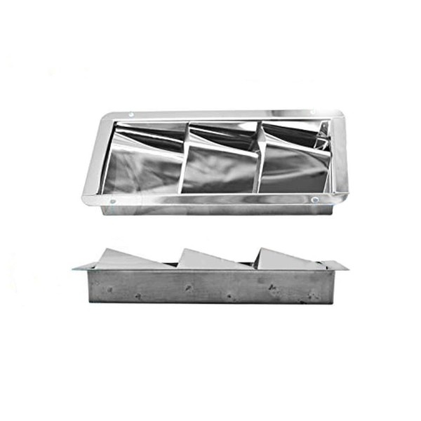 MARINE CITY Stainless Steel Mirror Polished Finish Rectangular Louvered Vent for Ventilation Boat Marine Yacht 3 Slots 8-1/4 Inches × 4-3/8 Inches × 1-1/2 Inches (1 Pcs)