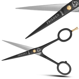 FRIEDEN BEAUTY Hair Cutting Scissors - Extra Sharp Razor Edge Hair Scissors 6.5" with Case, Stainless Steel Professional Barber Scissors, Haircut Shears for Women Kids Salon & Home use (Black)