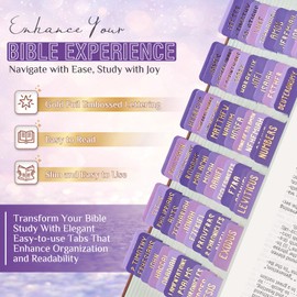 Laminated Bible Tabs, Bible Study Supplies, Large Print Bible Book Tabs for Women and Men, (Gold Foil Embossed Lettering) Bible Labels Index Tabs, Bible Accessories for Easy Navigation(Gentle Purple)