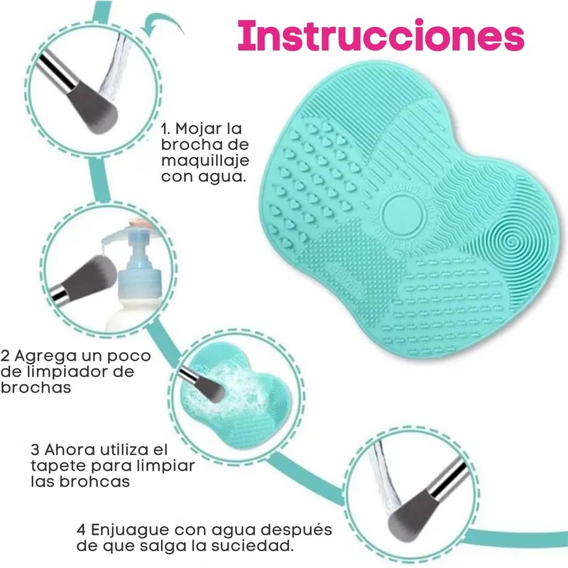 Set de 2 Tapetes Limpiadores de Silicona para Brochas Maquillaje,