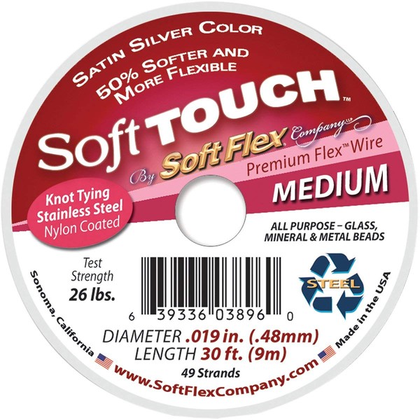 Soft Flex Beading, Soft Touch Silver Wire 49-Strand .48 Mm 30 Ft