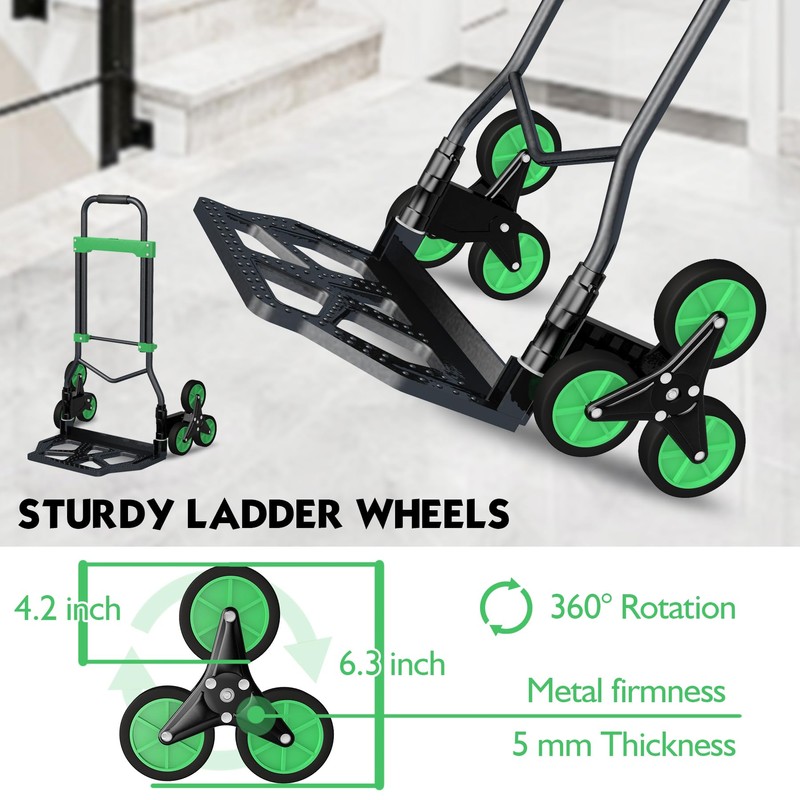 Heavy-Duty 330LB Capacity Hand Truck with Stair-Climbing Wheels & One-Touch