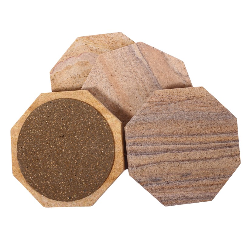 Marbco Sandstone Water Absorbent Hand Crafted Octagon Coasters for Drinks-