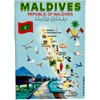 Maldives Graphic Map and Attractions Souvenir Fridge Magnet 2.5" X