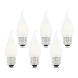 Lamsky Chandelier LED Light Bulbs 40W Equivalent E26 Base,Dimmable 4W 5000K Daylight White,B11 E26 Candelabra Bulb Frosted Flame Bent Tip Shape,6 Pack