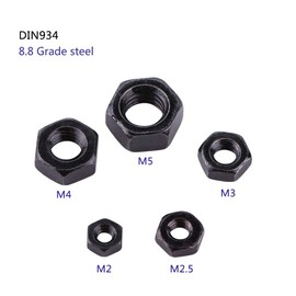 Fafeicy 100pcs Hex Nut, Din934 Black Zinc Plated Carbon Steel Metric Thread Hex Hexagonal Nuts Used in Conjunction(M3)