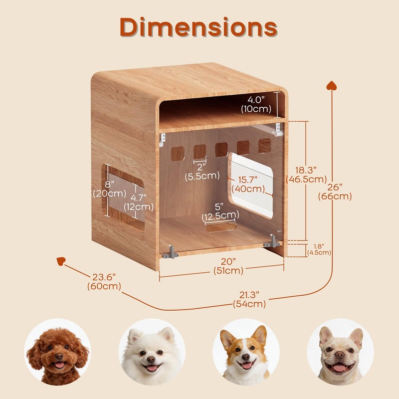 DAWNYIELD Dog Crate Furniture with Flip-Up Door & PET Panel