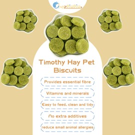 chezpiupiu Timothy Grass Dental Chews Hard Round Hay Biscuits for Small Pets Rabbit Hamsters Guinea Pig Chinchilla Feed (7 Packs per Bag)