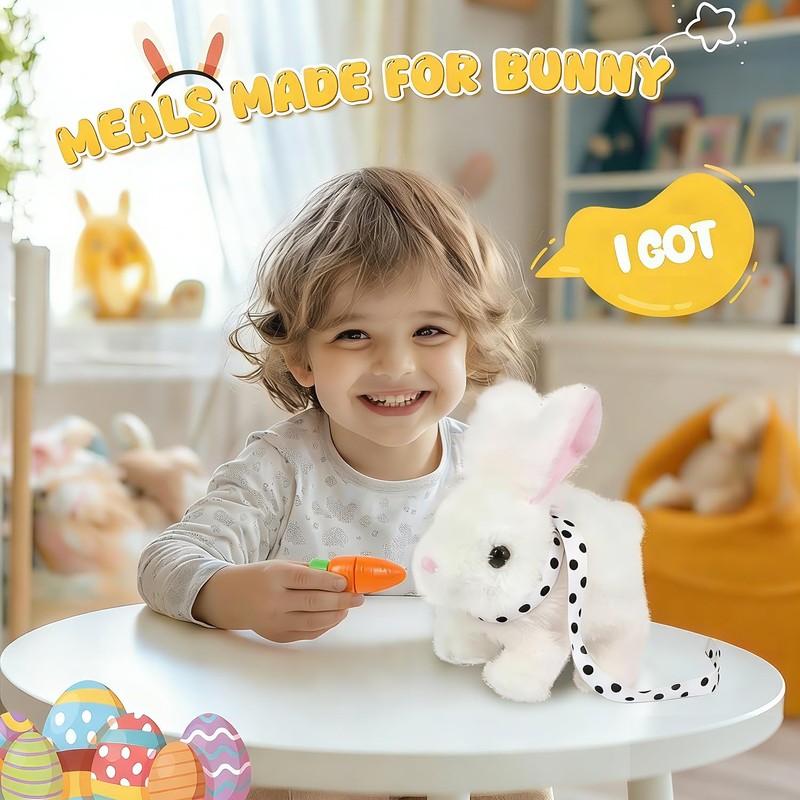 Easter Bunny Toy,Hopping Bunny Toy,Hopping Rabbit Plush Bunny Toy, Walks,